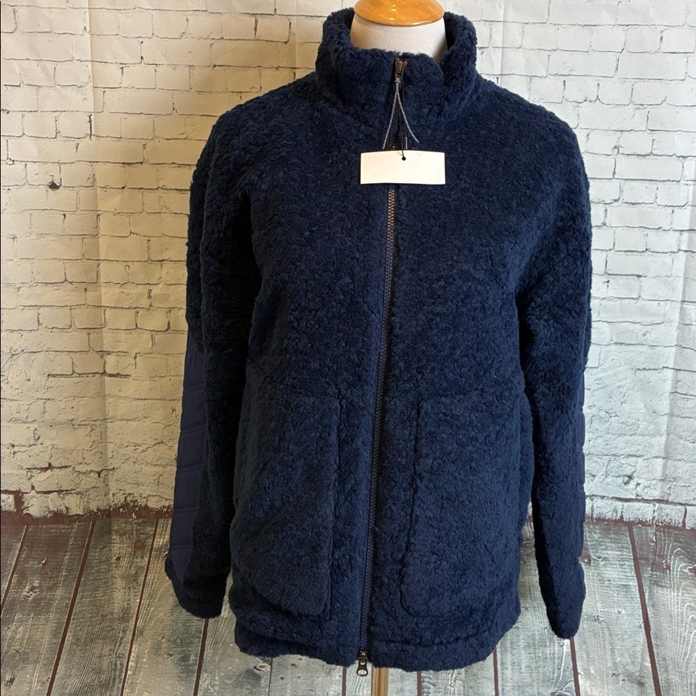 Alps & Meters NWT Full-zip Sherpa Fleece Women’s M Navy Blue Apres Ski Luxury
